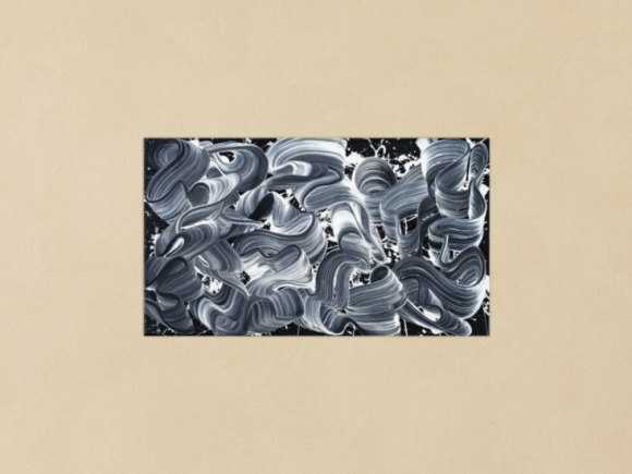 Gemälde Original abstrakt 40x70cm Minimalistisch Moderne Kunst auf Leinwand Action Painting schwarz weiss schwarz anthrazit einzigartig