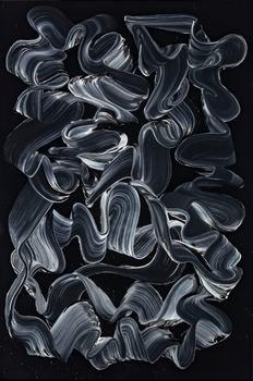 Gemälde Original abstrakt 120x80cm Minimalistisch expressionistisch handgemalt  schwarz schwarz weiss anthrazit hochwertig