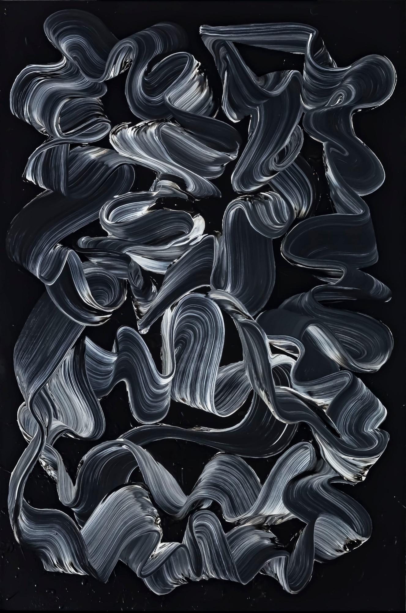 Gemälde Original abstrakt 120x80cm Minimalistisch expressionistisch handgemalt schwarz schwarz weiss anthrazit hochwertig