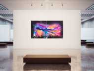 Original Gemälde abstrakt 120x220cm Action Painting zeitgenössisch auf Leinwand Mischtechnik schwarz violett orange einzigartig