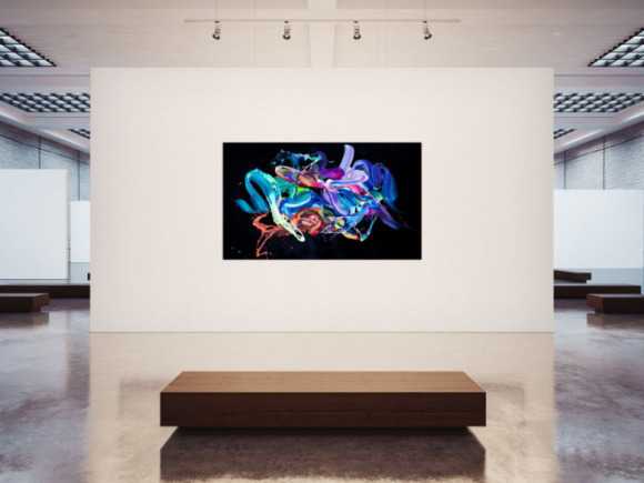 Abstraktes Original Gemälde 130x200cm Action Painting Modern Art auf Leinwand Mischtechnik schwarz bunt blau Einzelstück