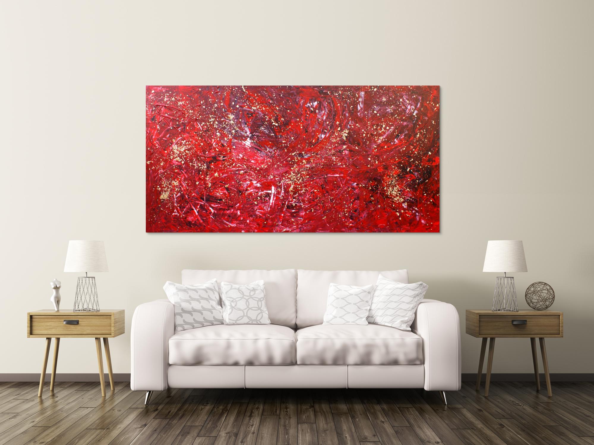 Modernes Acrylbild abstrakt mit Gold