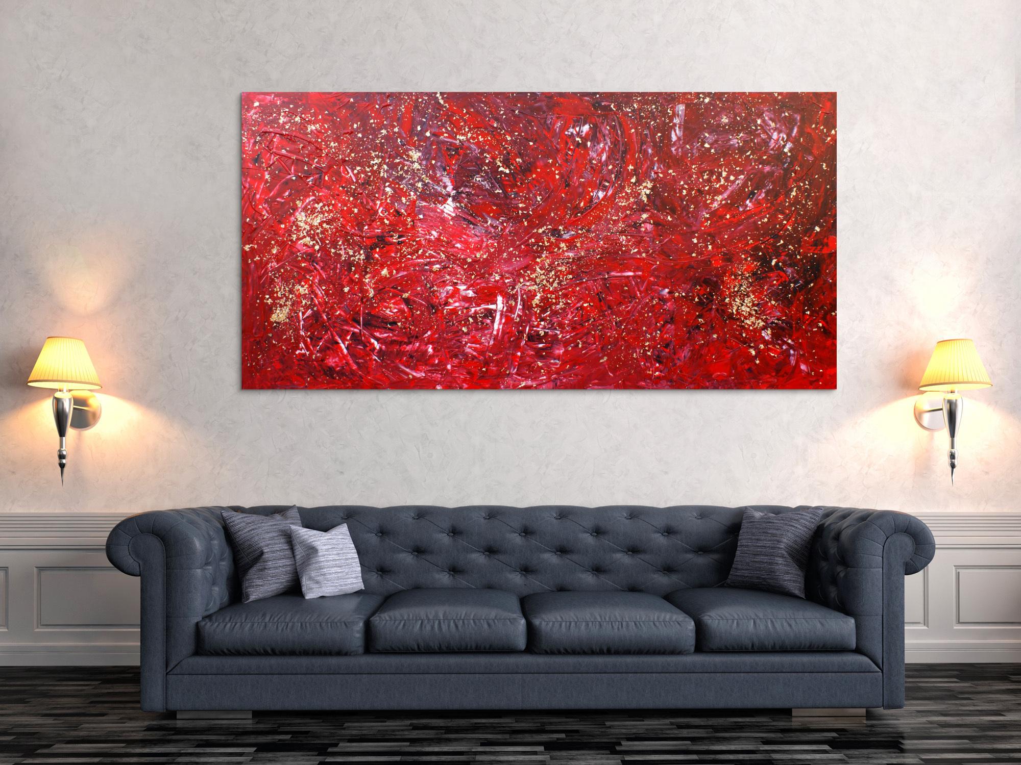 Modernes Acrylbild abstrakt mit Gold