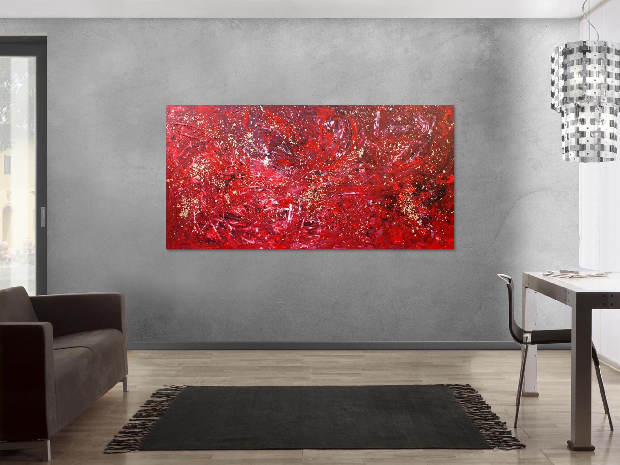 Modernes Acrylbild abstrakt mit Gold