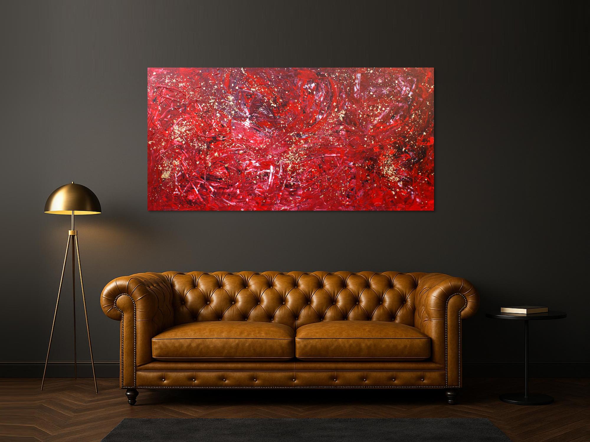 Modernes Acrylbild abstrakt mit Gold