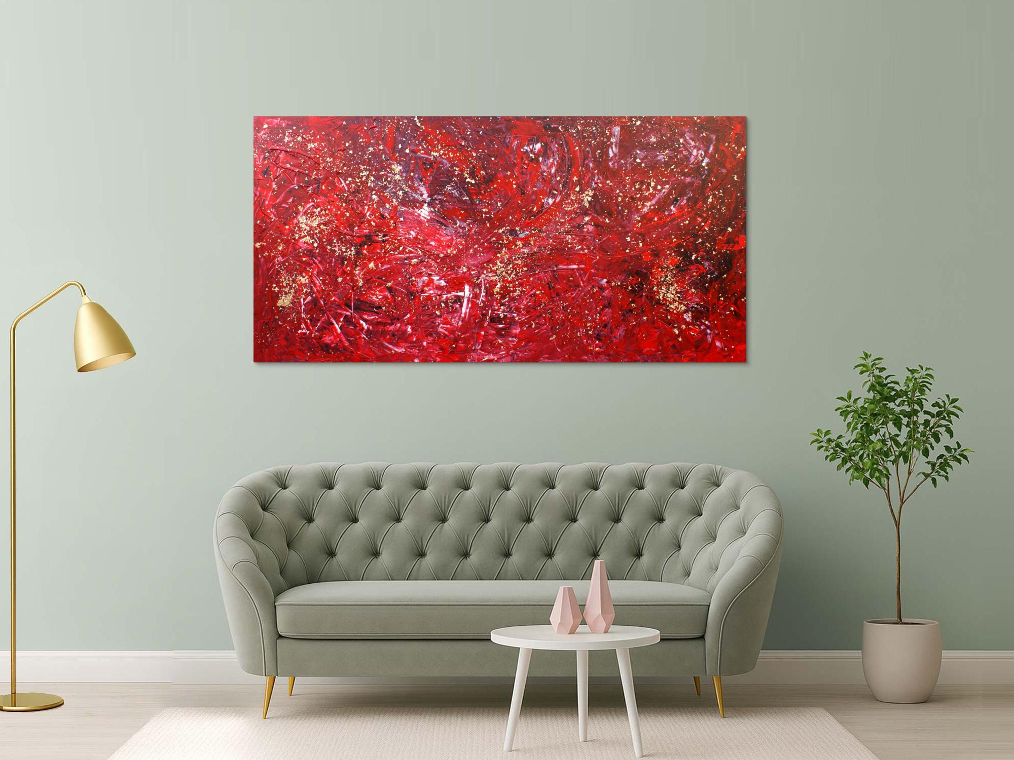 Modernes Acrylbild abstrakt mit Gold