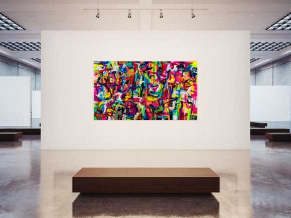 Original Gemälde abstrakt 130x230cm Mischtechnik Modern Art handgemalt Mischtechnik bunt rot gelb hochwertig