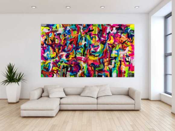 Original Gemälde abstrakt 130x230cm Mischtechnik Modern Art handgemalt Mischtechnik bunt rot gelb hochwertig