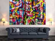 Abstraktes Original Gemälde 150x200cm Mischtechnik expressionistisch auf Leinwand Mischtechnik bunt rot gelb Einzelstück