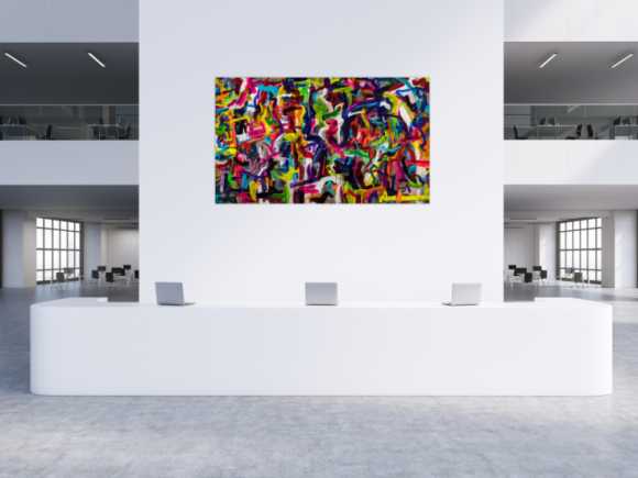 Gemälde Original abstrakt 130x220cm Mischtechnik Moderne Kunst handgemalt Mischtechnik bunt schwarz rot Einzelstück