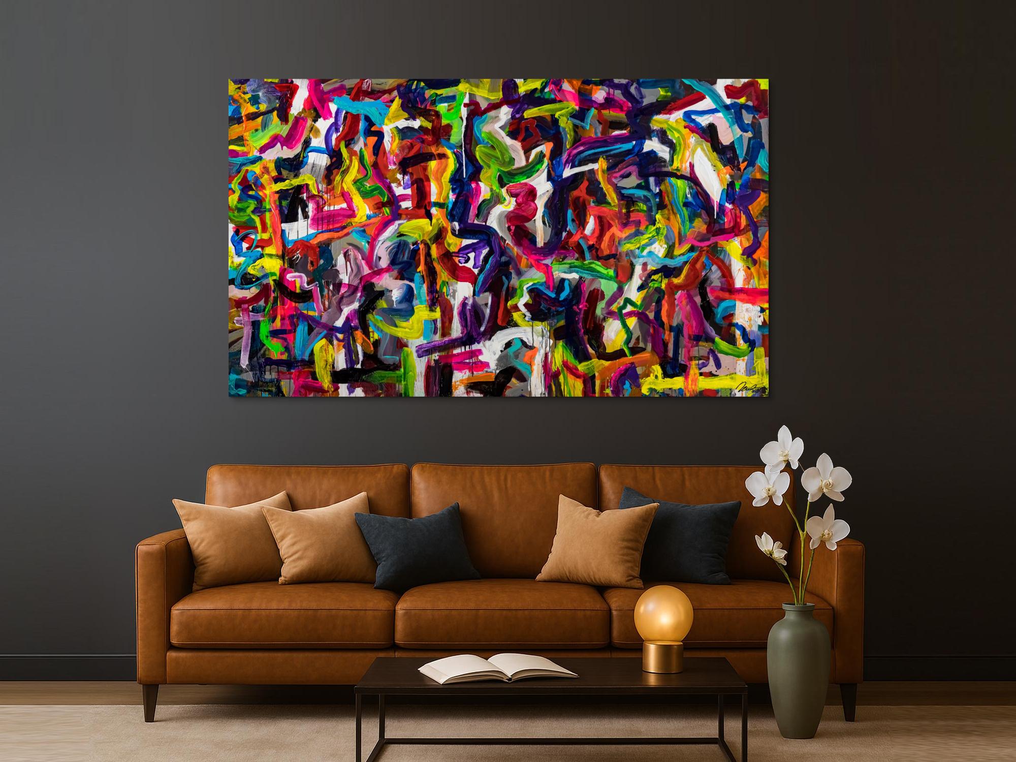 Gemälde Original abstrakt 130x220cm Mischtechnik Moderne Kunst handgemalt Mischtechnik bunt schwarz rot Einzelstück