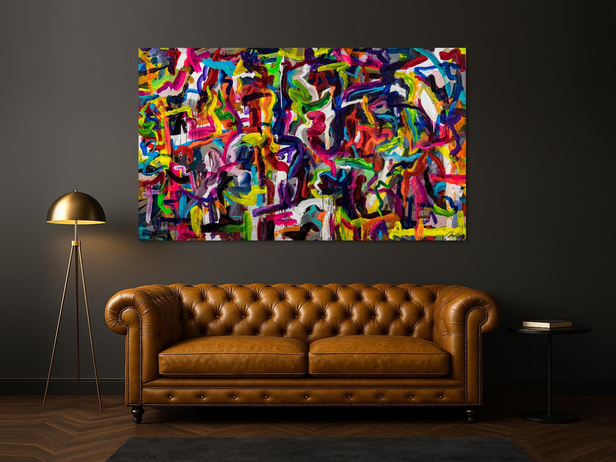 Gemälde Original abstrakt 130x220cm Mischtechnik Moderne Kunst handgemalt Mischtechnik bunt schwarz rot Einzelstück