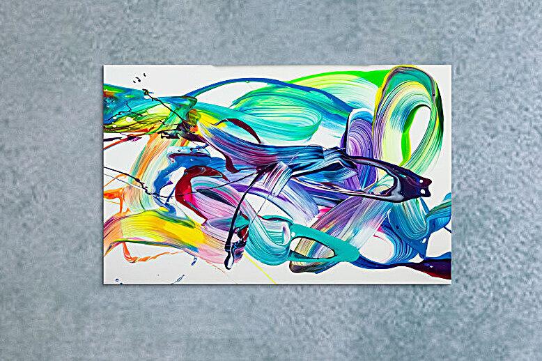 Original Gemälde abstrakt 60x90cm Action Painting expressionistisch handgefertigt Splash Art weiß türkis blau einzigartig