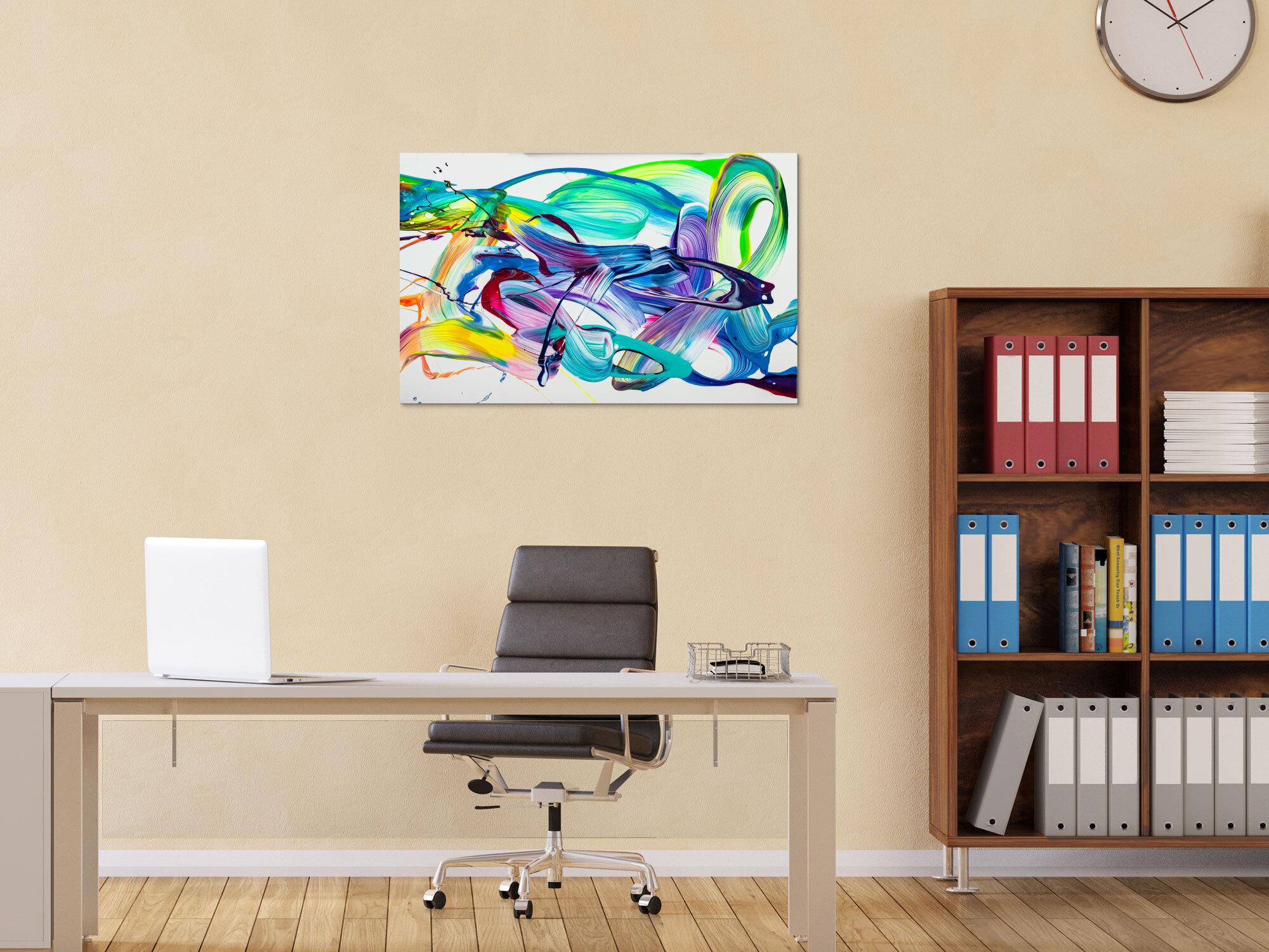 Original Gemälde abstrakt 60x90cm Action Painting expressionistisch handgefertigt Splash Art weiß türkis blau einzigartig