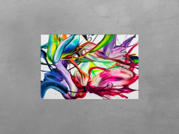 Gemälde Original abstrakt 60x90cm Action Painting handgefertigt Splash Art Neon Farben bunt weiß pink einzigartig