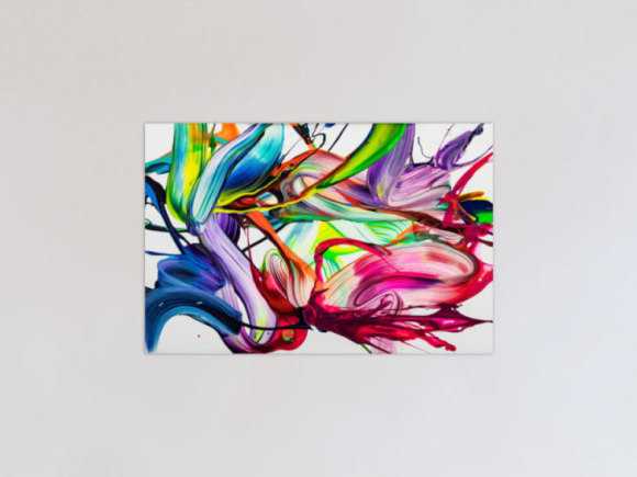 Gemälde Original abstrakt 60x90cm Action Painting handgefertigt Splash Art Neon Farben bunt weiß pink einzigartig
