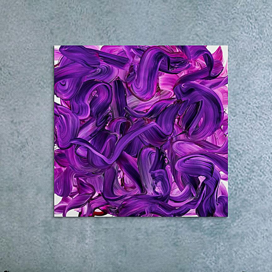 Original Gemälde abstrakt 100x100cm Action Painting expressionistisch handgemalt Mischtechnik violett rosa hochwertig