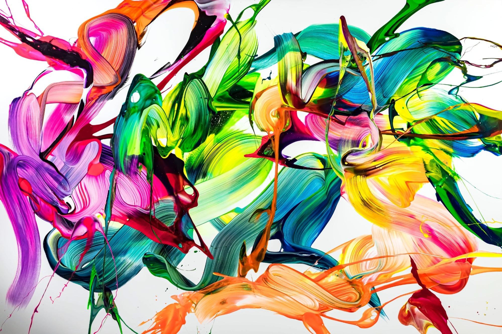 Original Gemälde abstrakt 120x180cm Action Painting expressionistisch handgefertigt Mischtechnik weiß bunt hellgrün hochwertig