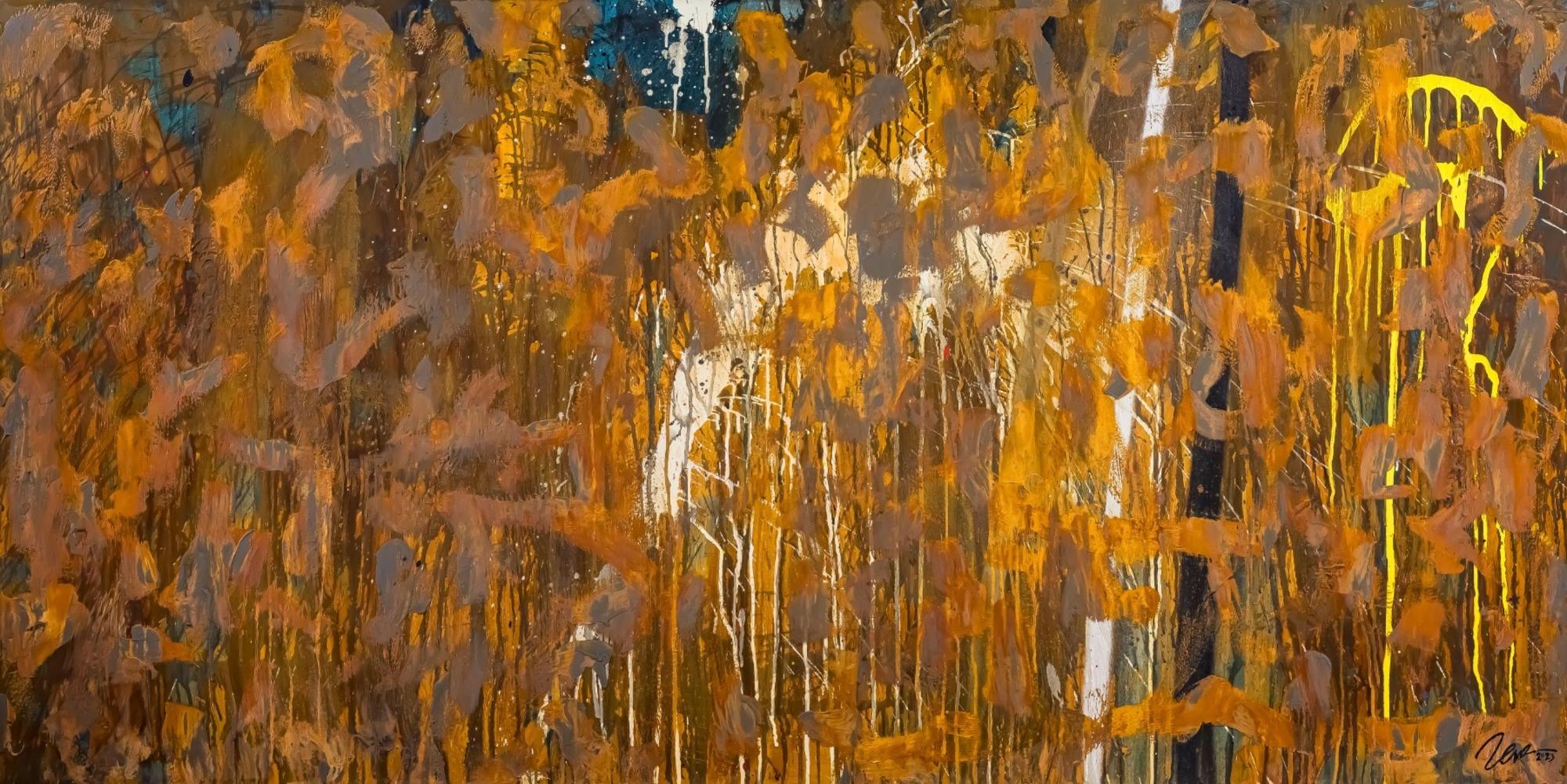 Gemälde Original abstrakt 100x200cm Aus echtem Rost expressionistisch handgemalt Mischtechnik braun orange einzigartig