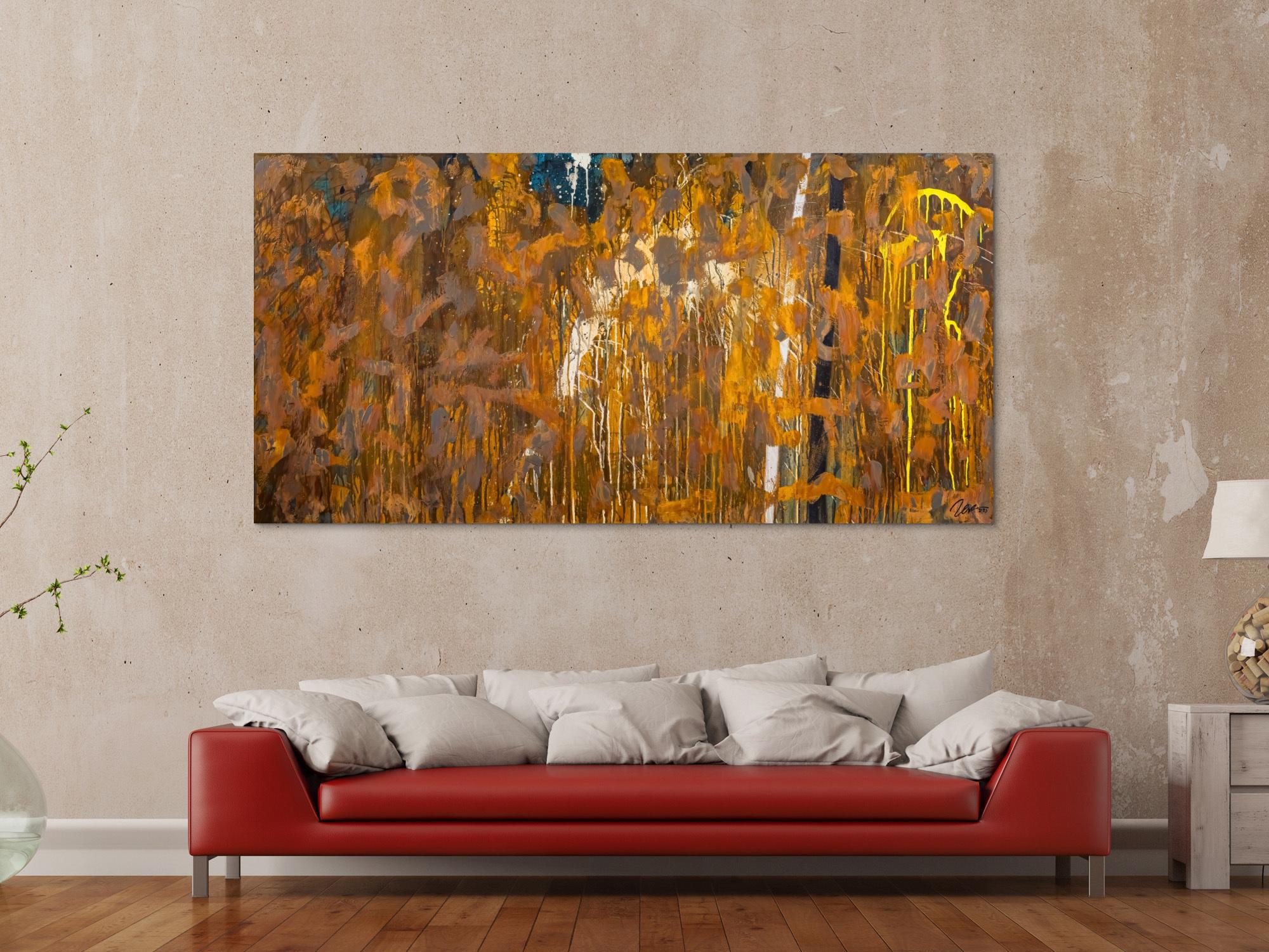 Gemälde Original abstrakt 100x200cm Aus echtem Rost expressionistisch handgemalt Mischtechnik braun orange einzigartig