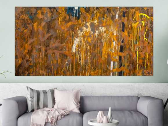 Gemälde Original abstrakt 100x200cm Aus echtem Rost expressionistisch handgemalt Mischtechnik braun orange einzigartig