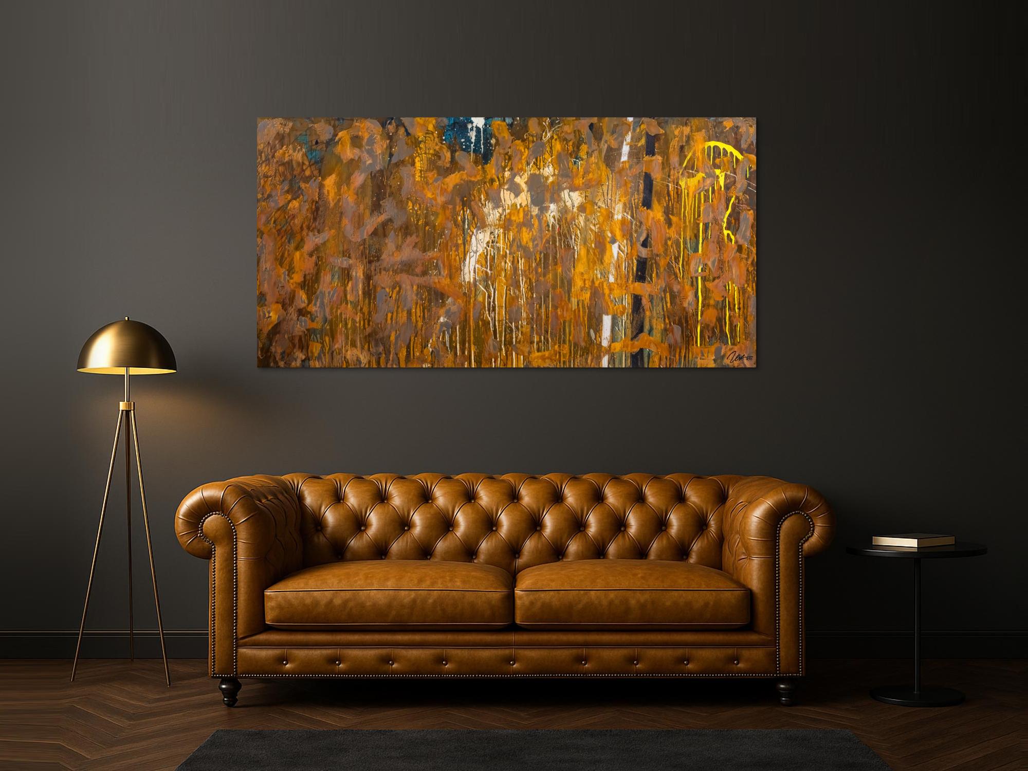 Gemälde Original abstrakt 100x200cm Aus echtem Rost expressionistisch handgemalt Mischtechnik braun orange einzigartig