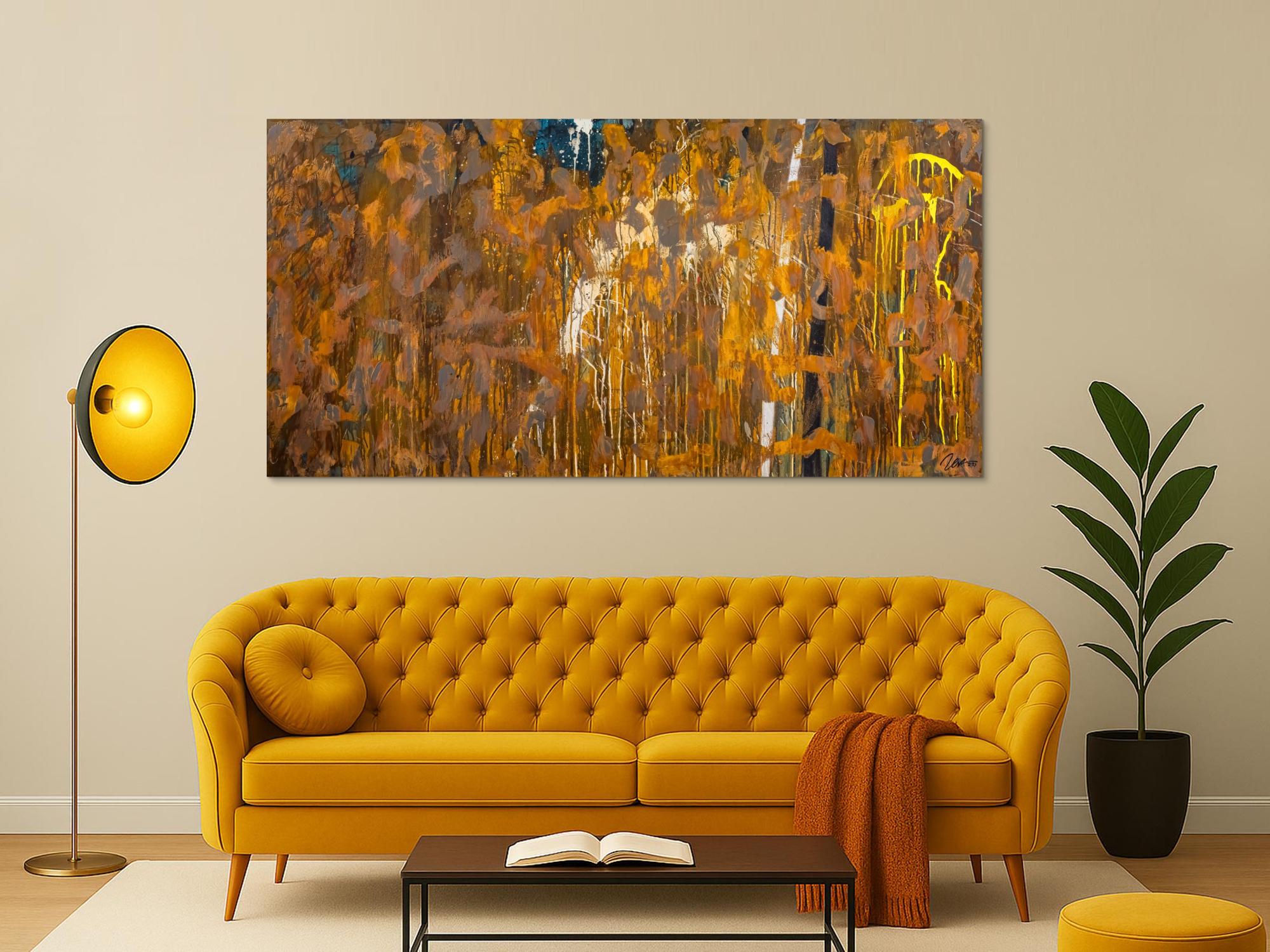 Gemälde Original abstrakt 100x200cm Aus echtem Rost expressionistisch handgemalt Mischtechnik braun orange einzigartig