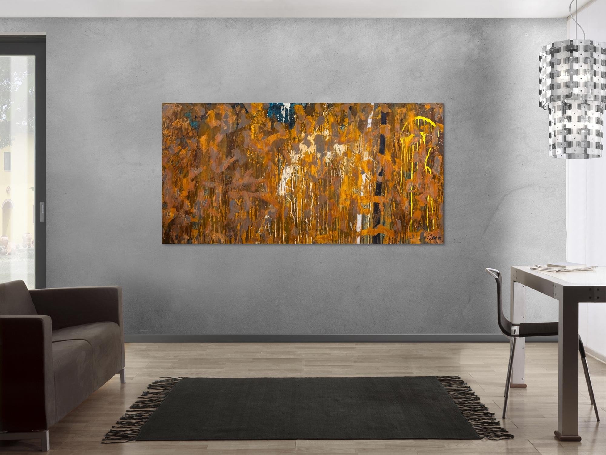 Gemälde Original abstrakt 100x200cm Aus echtem Rost expressionistisch handgemalt Mischtechnik braun orange einzigartig