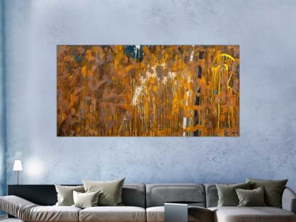 Gemälde Original abstrakt 100x200cm Aus echtem Rost expressionistisch handgemalt Mischtechnik braun orange einzigartig