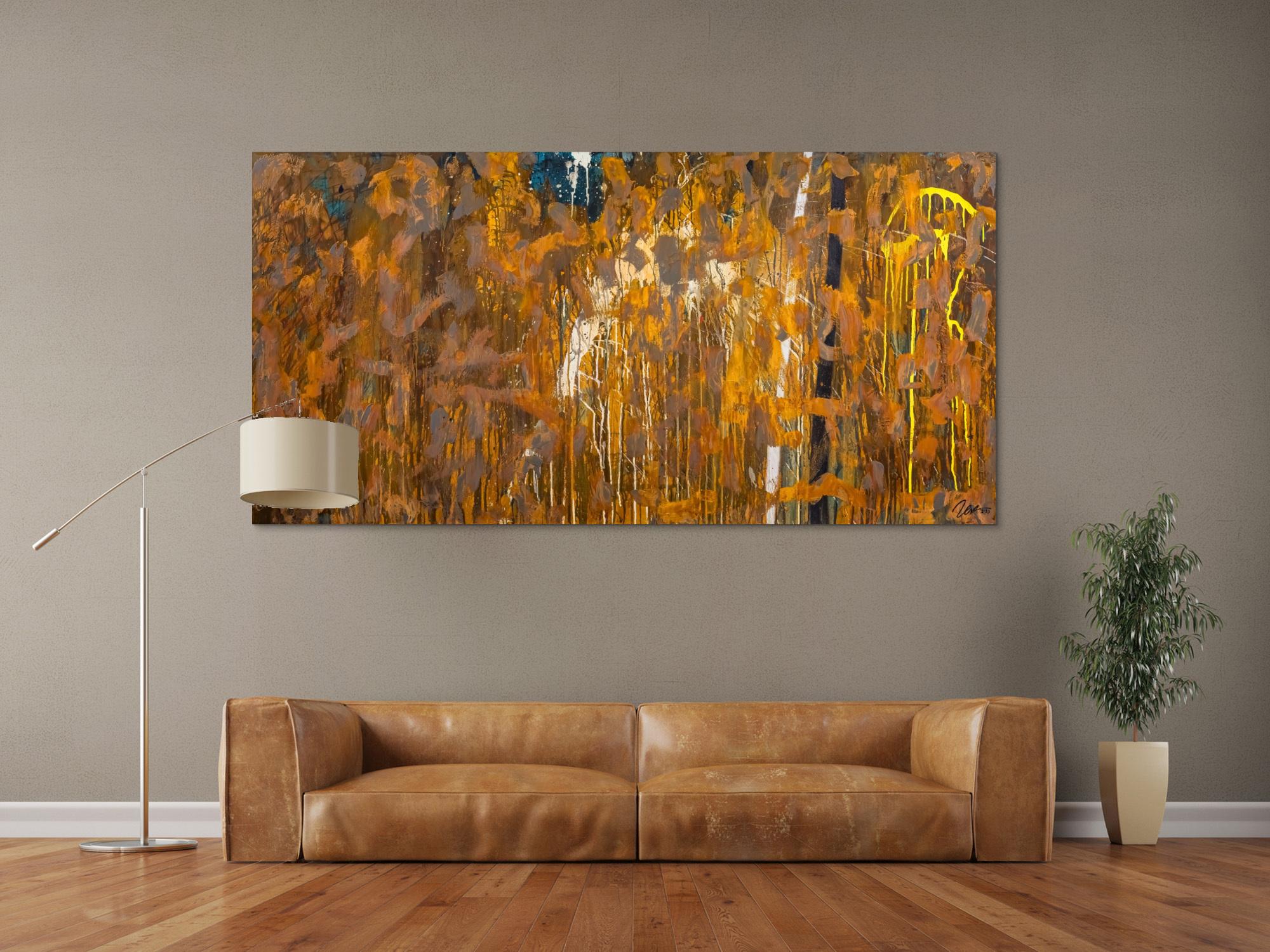 Gemälde Original abstrakt 100x200cm Aus echtem Rost expressionistisch handgemalt Mischtechnik braun orange einzigartig