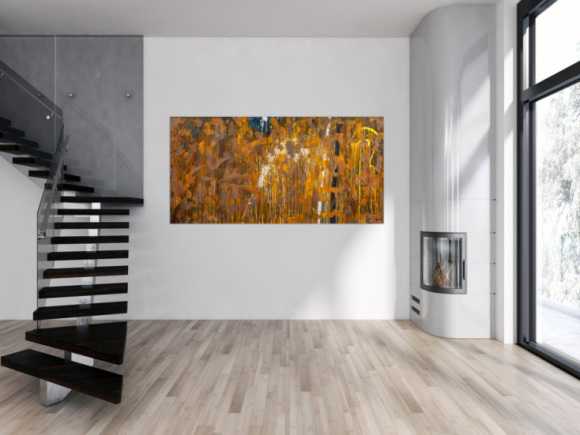 Gemälde Original abstrakt 100x200cm Aus echtem Rost expressionistisch handgemalt Mischtechnik braun orange einzigartig