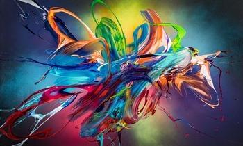 Original Gemälde abstrakt 120x200cm Action Painting Modern Art auf Leinwand Mischtechnik schwarz NEON bunt blau