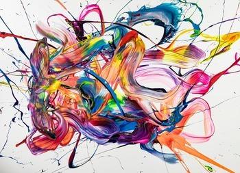 Original Gemälde abstrakt 130x180cm Action Painting zeitgenössisch handgemalt Mischtechnik weiß bunt rosa Unikat