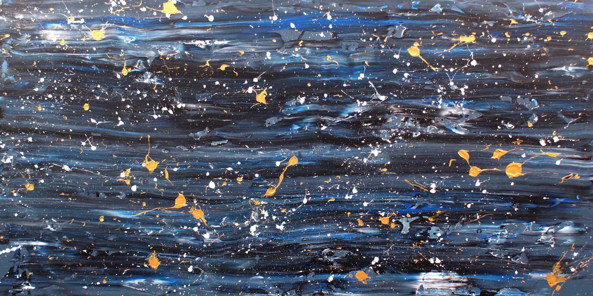 Modernes Acrylbild abstrakt blau gold