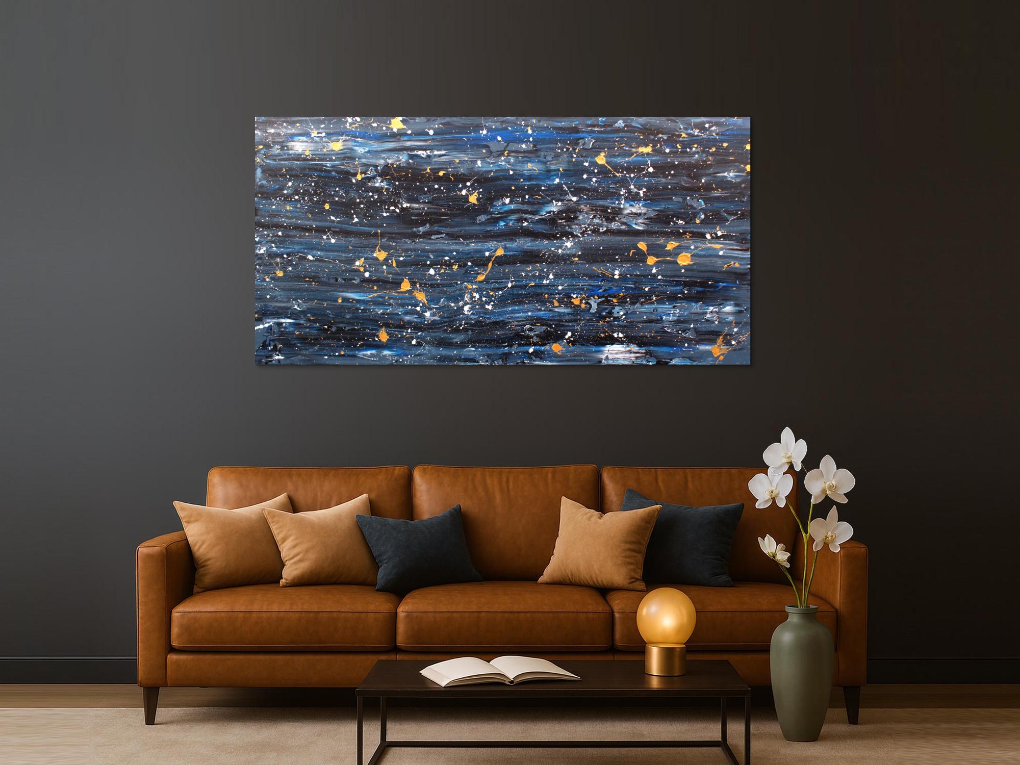 Modernes Acrylbild abstrakt blau gold