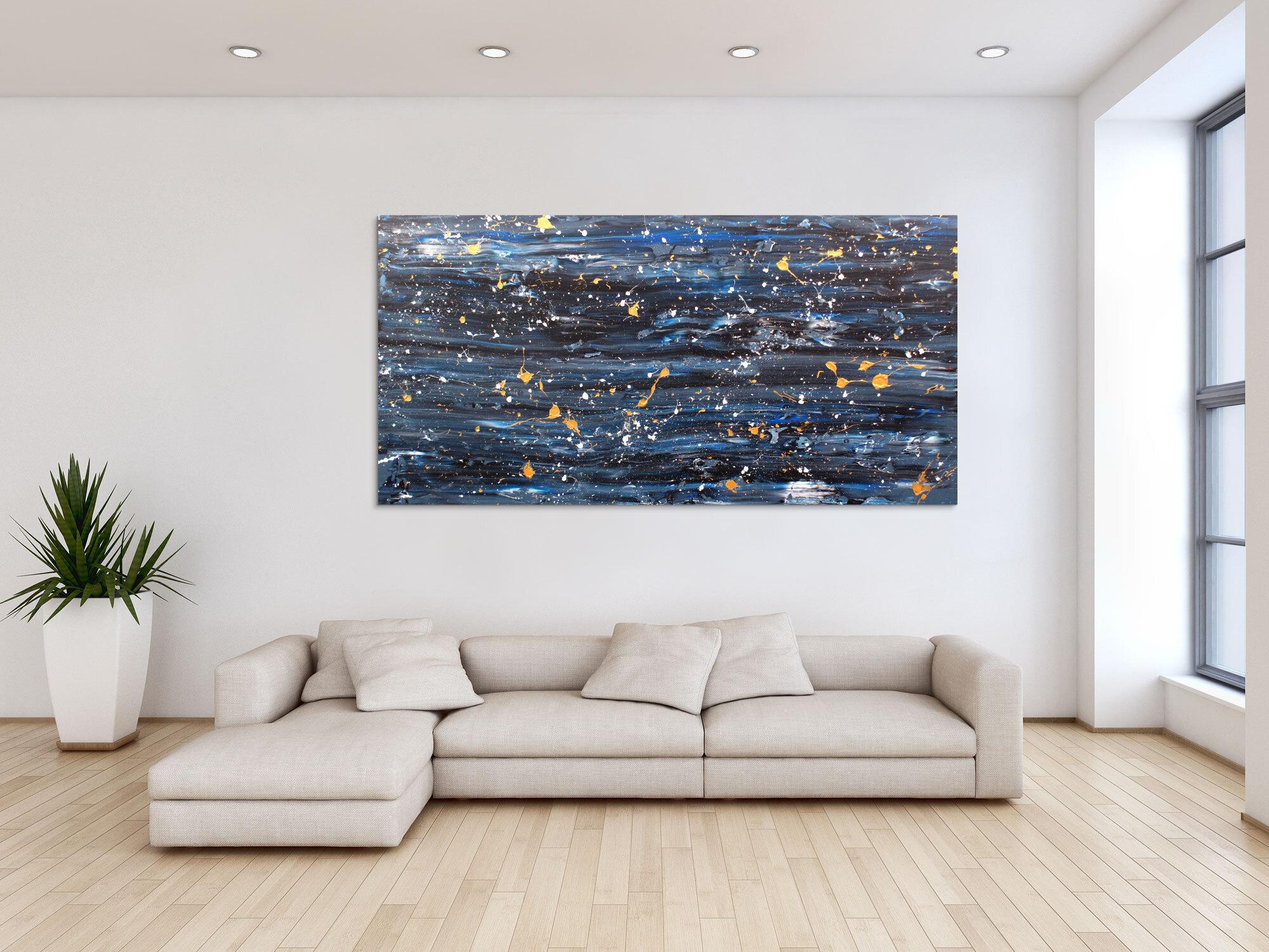 Modernes Acrylbild abstrakt blau gold