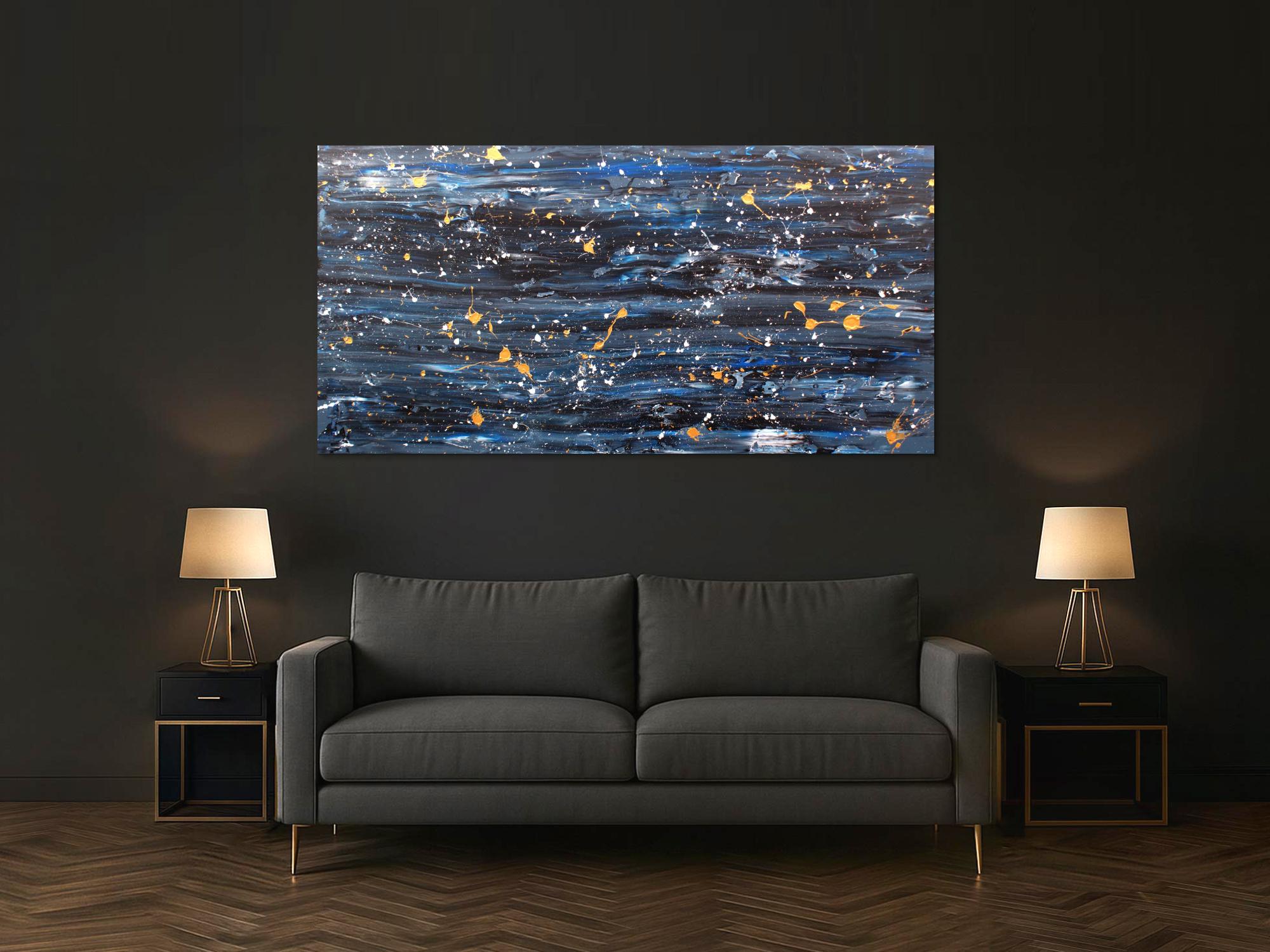 Modernes Acrylbild abstrakt blau gold