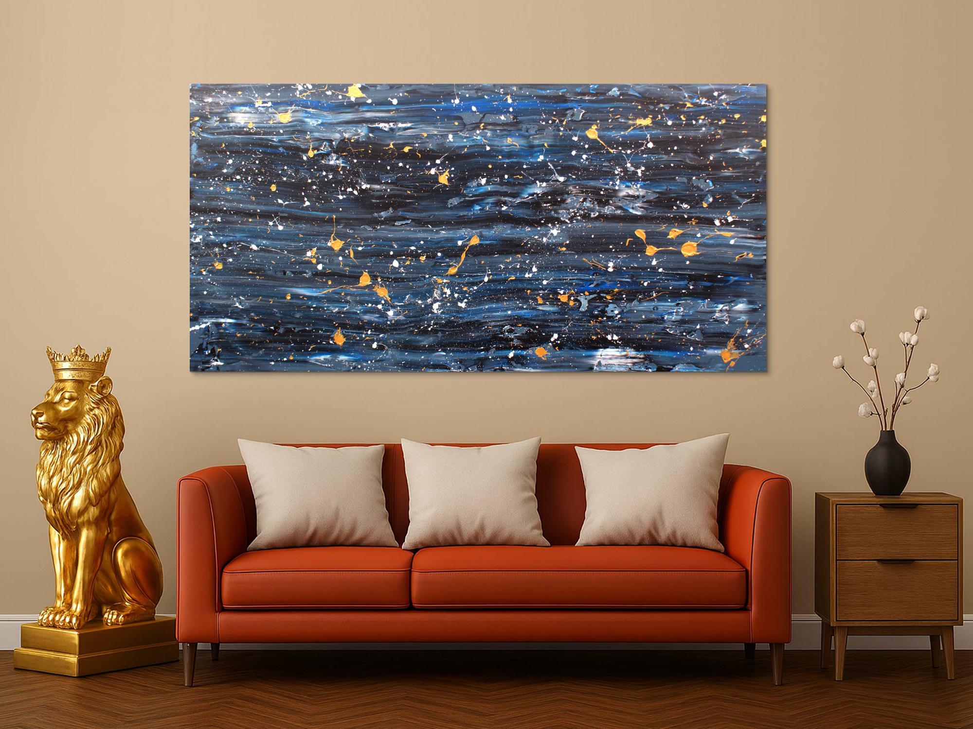 Modernes Acrylbild abstrakt blau gold