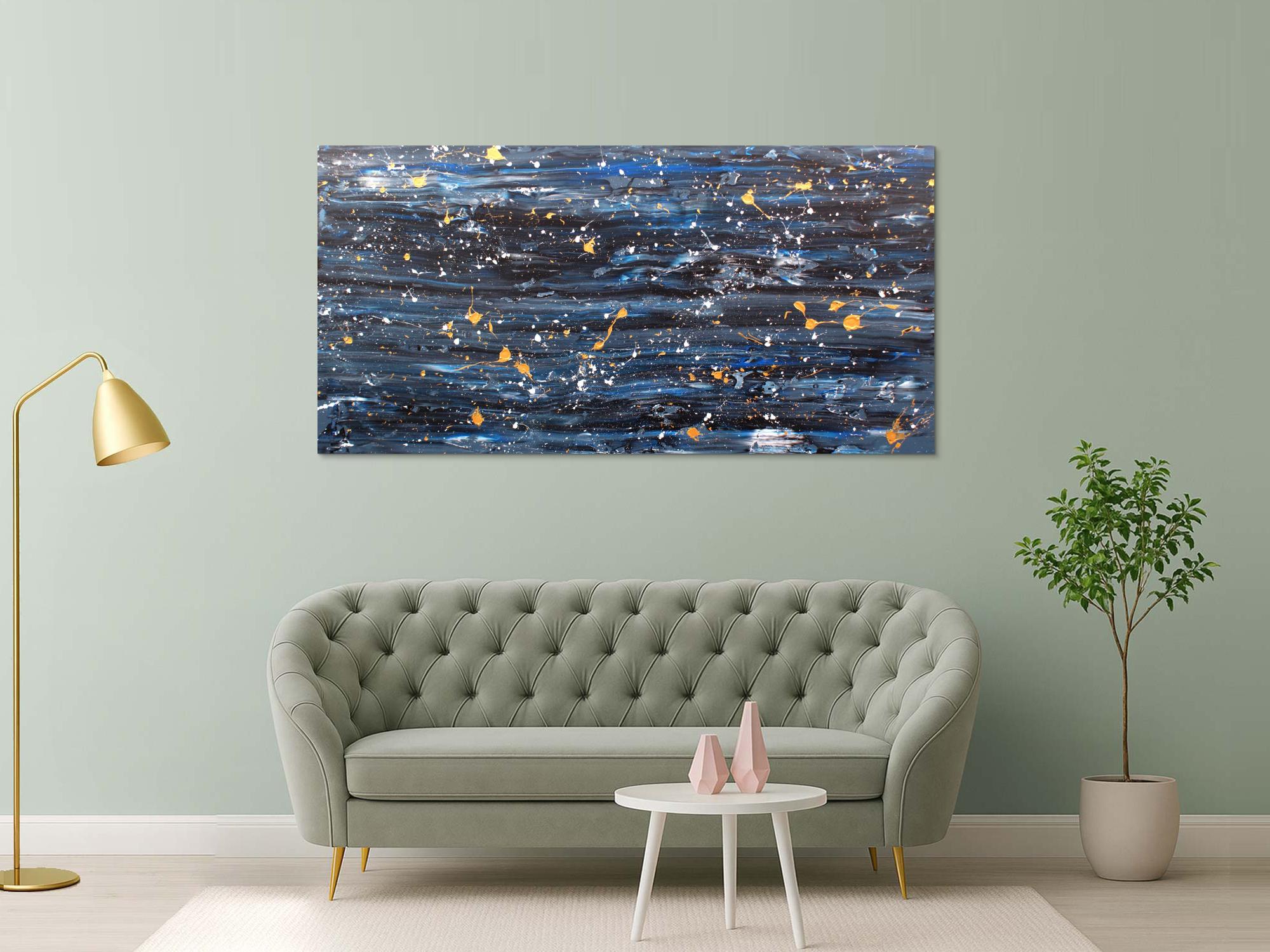 Modernes Acrylbild abstrakt blau gold