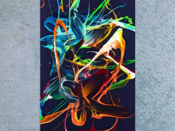 Gemälde Original abstrakt 90x60cm Action Painting expressionistisch handgemalt Splash Art violett orange türkis einzigartig