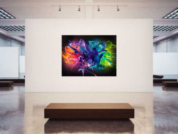 Gemälde Original abstrakt 150x200cm Action Painting zeitgenössisch auf Leinwand Mischtechnik schwarz bunt violett