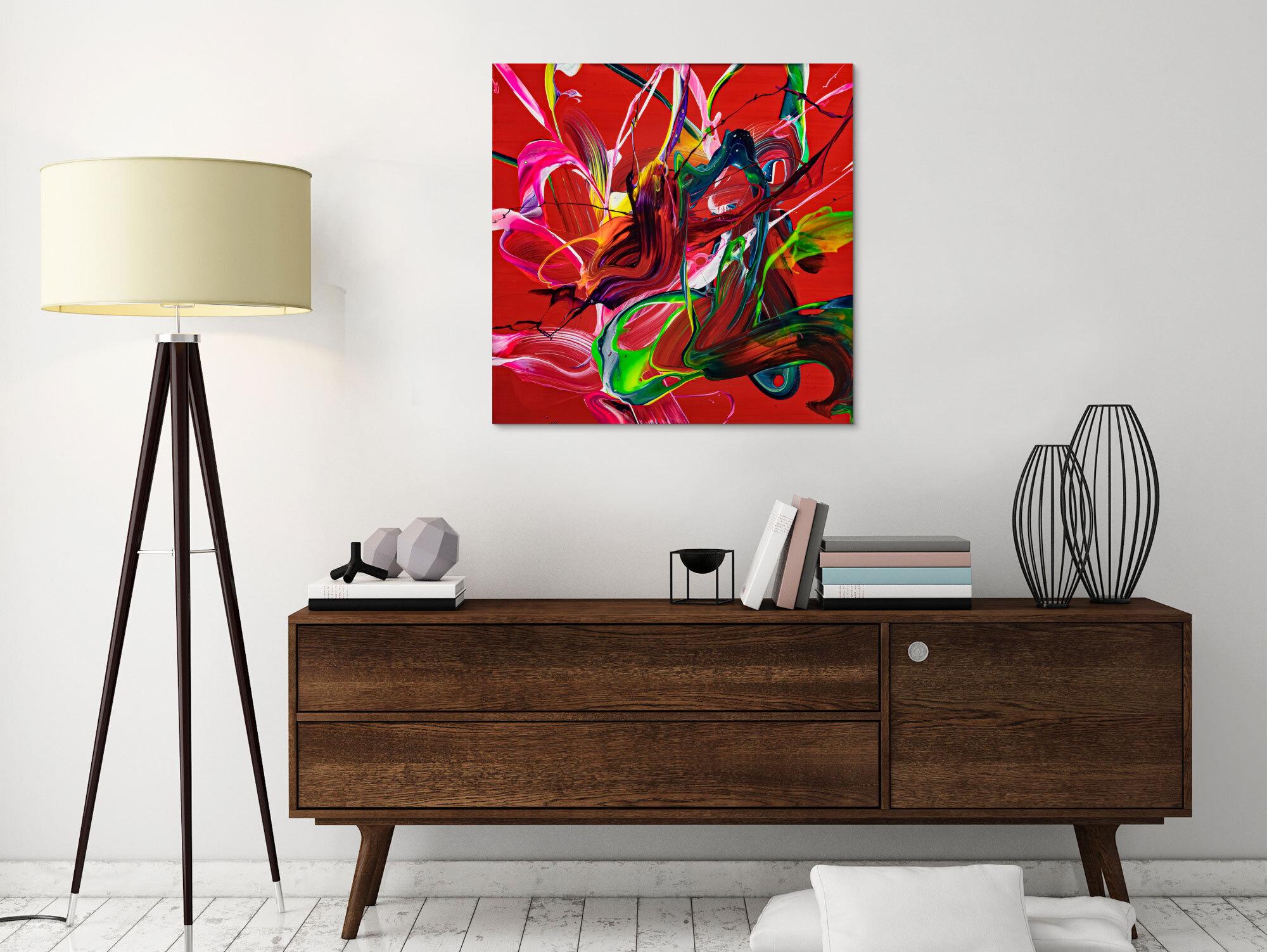 Abstraktes Kunstwerk in Rot und Orange