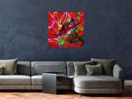 Abstraktes Original Gemälde 70x70cm Action Painting expressionistisch auf Leinwand Fluid Painting rot bunt blau hochwertig