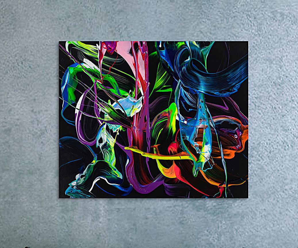 Gemälde Original abstrakt 100x120cm Action Painting Modern Art handgefertigt Fluid Painting schwarz bunt blau Einzelstück