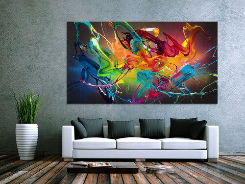 Original Gemälde abstrakt 120x220cm Action Painting expressionistisch handgefertigt Mischtechnik schwarz bunt orange hochwertig