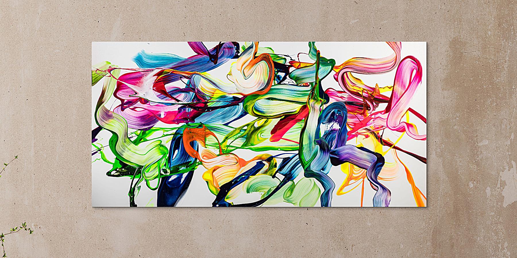 Abstraktes Kunstwerk in Rot und Orange