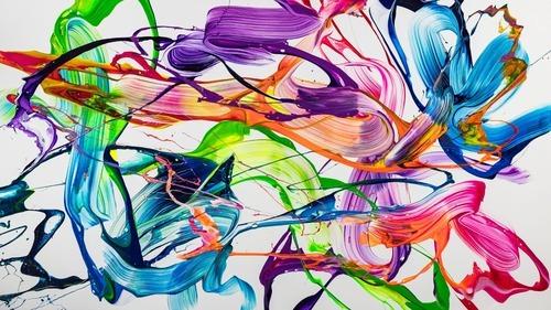 Original Gemälde abstrakt 100x180cm Action Painting zeitgenössisch handgemalt Fluid Painting weiß bunt hellgrün hochwertig