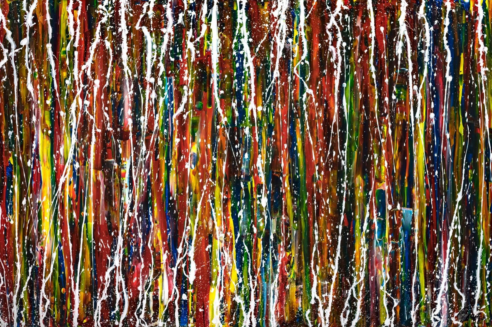 Abstraktes Original Gemälde 100x150cm Spachteltechnik Moderne Kunst handgefertigt Action Painting bunt rot blau Einzelstück