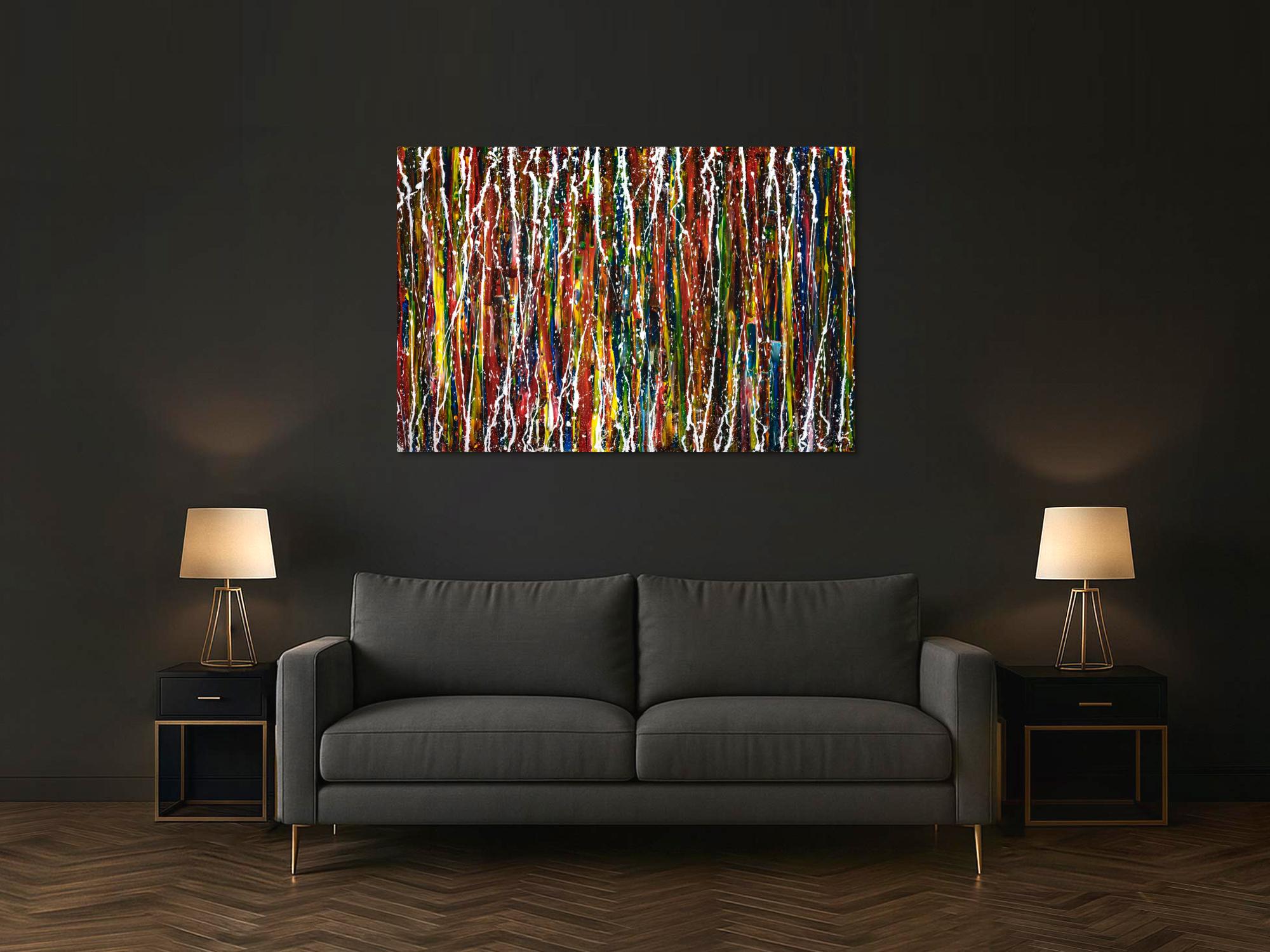 Abstraktes Original Gemälde 100x150cm Spachteltechnik Moderne Kunst handgefertigt Action Painting bunt rot blau Einzelstück