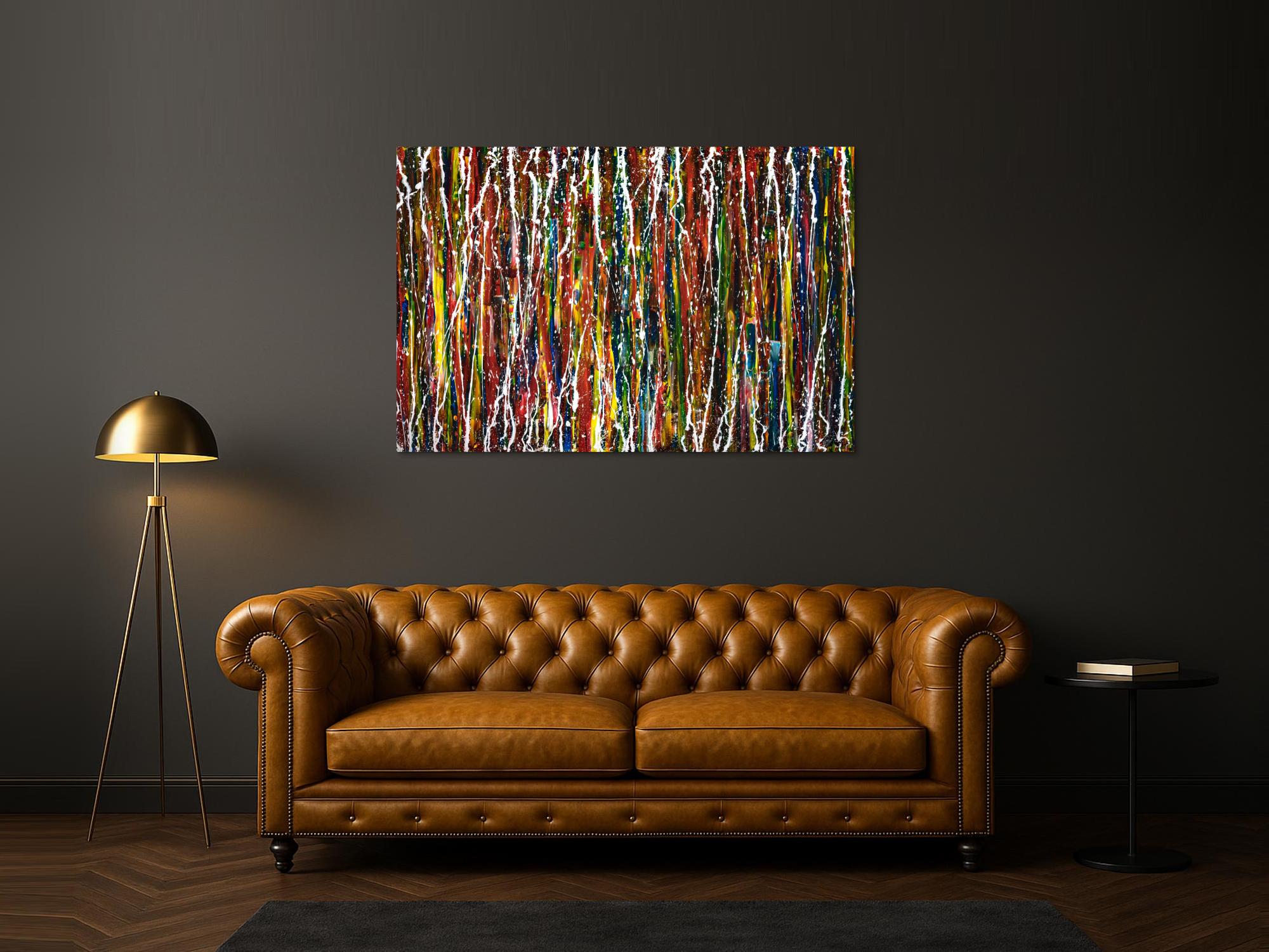 Abstraktes Original Gemälde 100x150cm Spachteltechnik Moderne Kunst handgefertigt Action Painting bunt rot blau Einzelstück